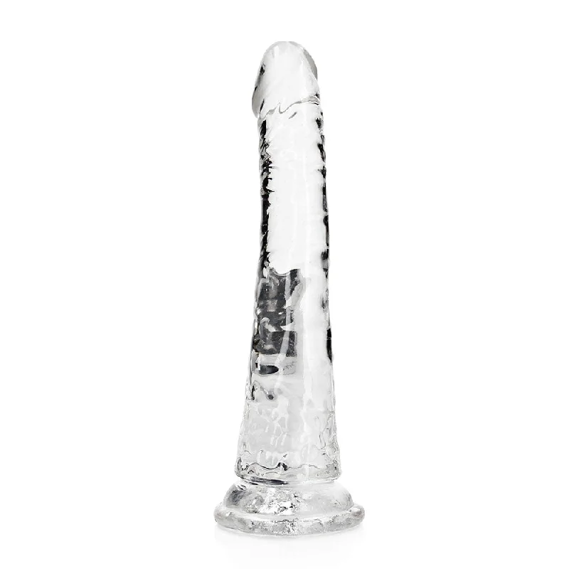 silicone smooth dildo-RealRock Crystal Clear Slim 7 in. Dildo Clear