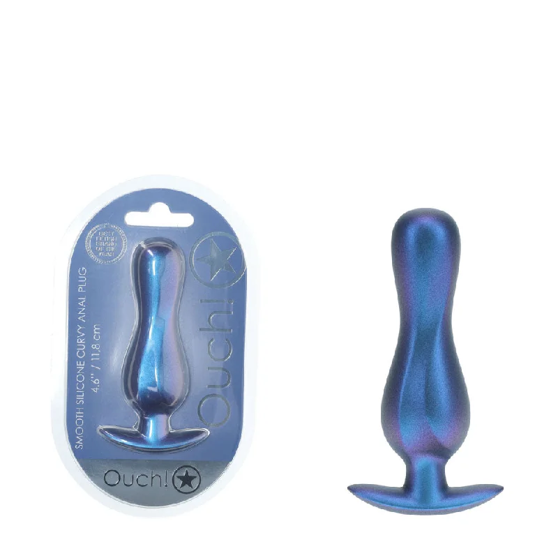 Anal toys for anal comfort-OUCH! Curvy Anal Plug - Metallic  - Metallic  11.7 cm Butt Plug