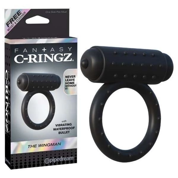 cock ring for quick vibes-Fantasy C-ringz The Wingman - Black Vibrating Cock Ring