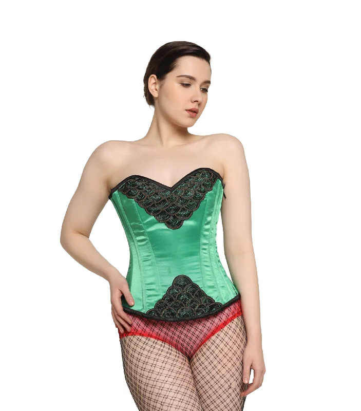 corset dress teal velvet-fish Scales Overbust Corset