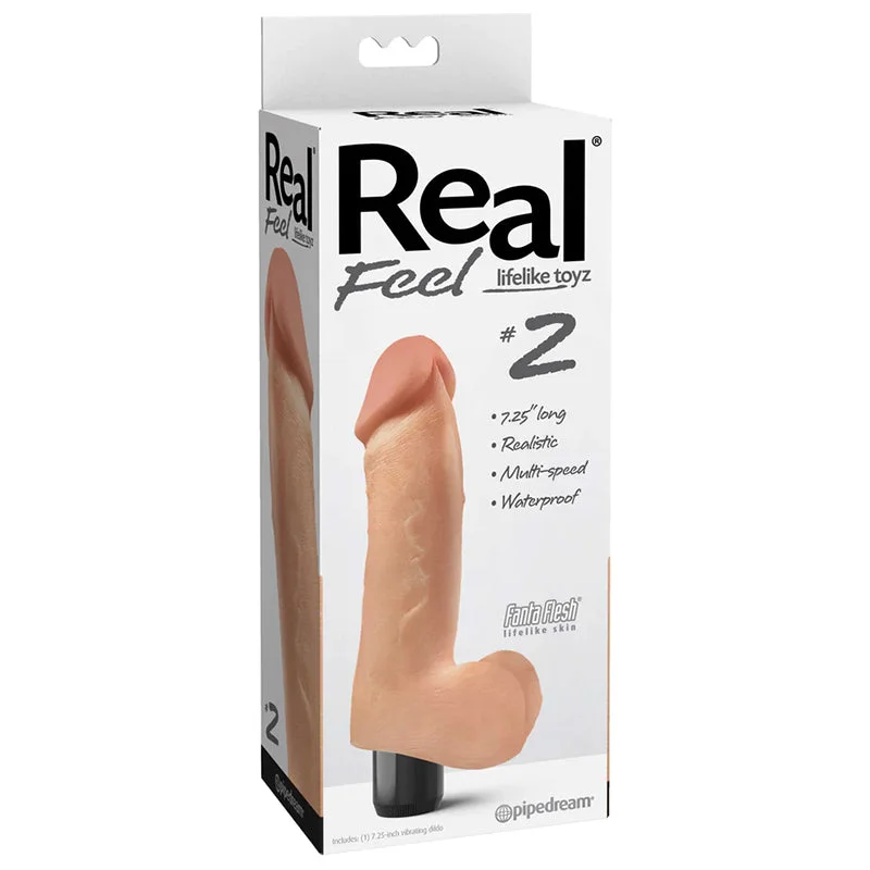 thin affordable dildo-Real Feel Lifelike Toyz No. 2 Realistic 7.25 in. Vibrating Dildo With Balls Beige