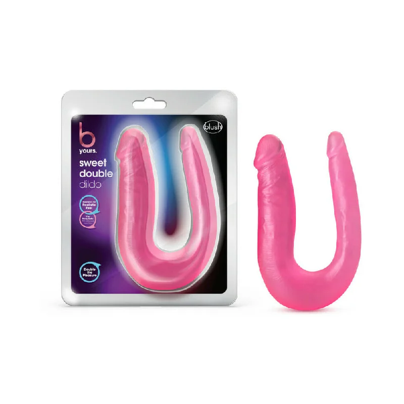 red heated dildo-Blush B Yours Sweet Double Dildo 12.5 in. Pink