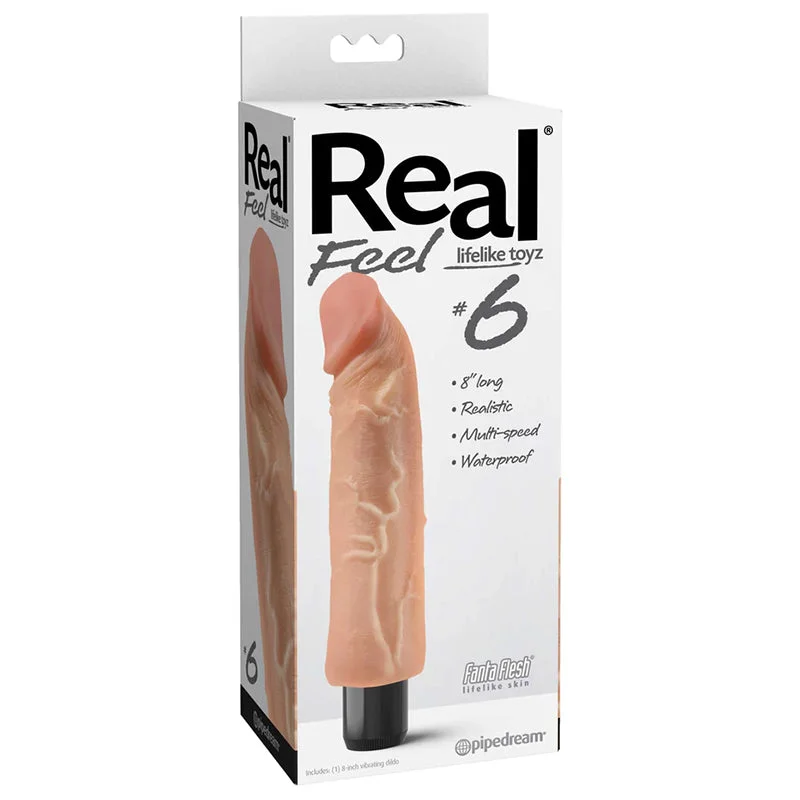 latex dildo-Real Feel Lifelike Toyz No. 6 Realistic 8 in. Vibrating Dildo Beige