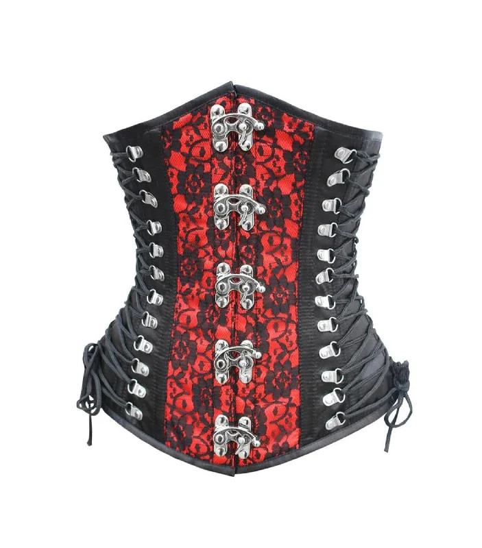 corset for rock concert-Black/Red Waist Reducing Underbust Corset