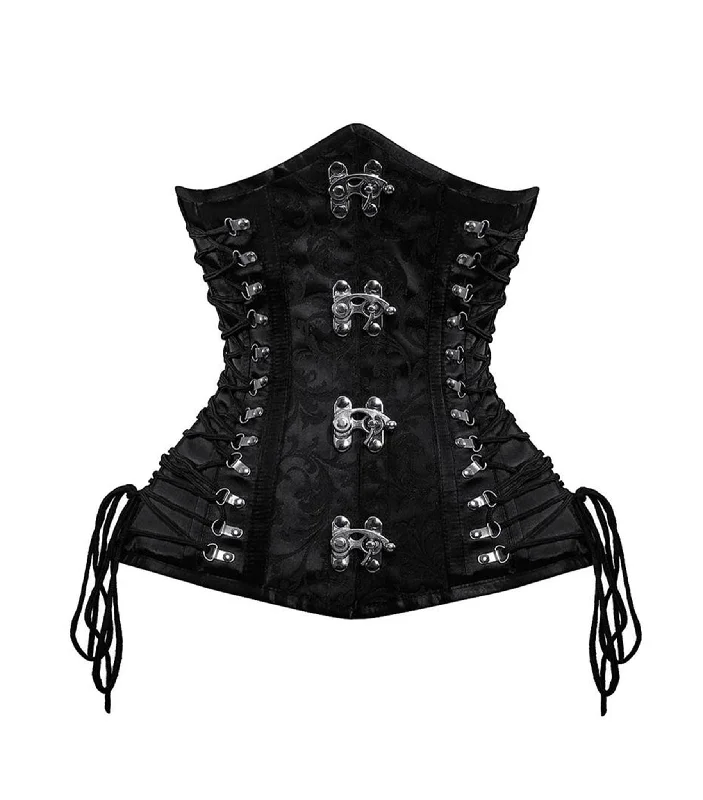 corset for body definition-Black  Brocade Waist Reducing Underbust Corset