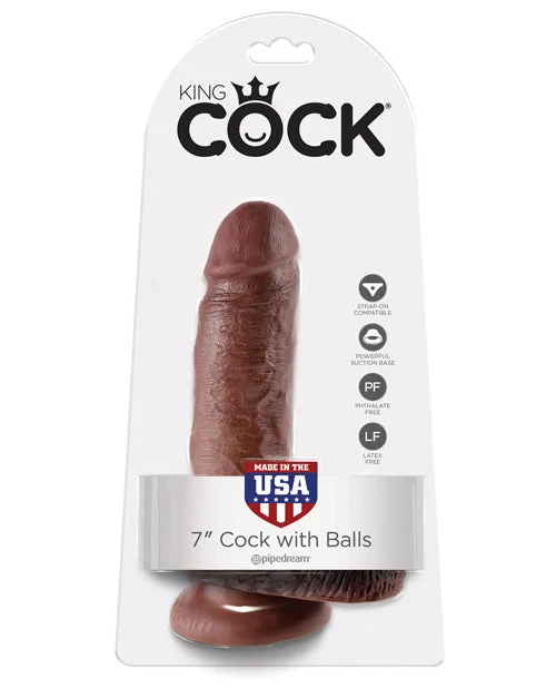 realistic custom dildo-King Cock 7" Cock w/Balls - Brown