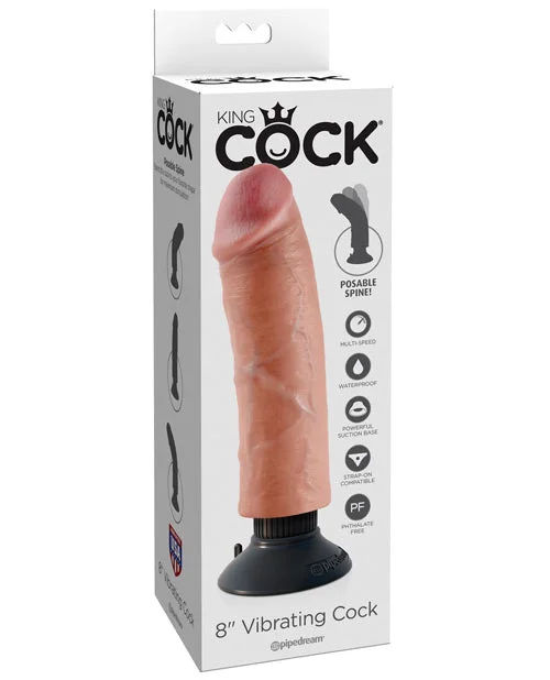 glass purple dildo-King Cock 8" Vibrating Cock - Flesh