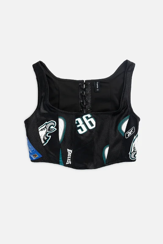 corset top with lace trim-Rework Philadelphia Eagles NFL Corset - S