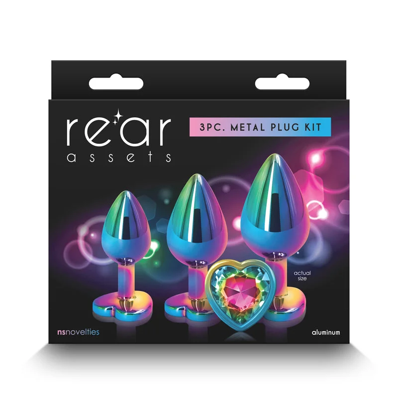 Anal toys with unique shapes-Rear Assets -  Butt Plug Trainer Kit - Multicolour - Rainbow Heart