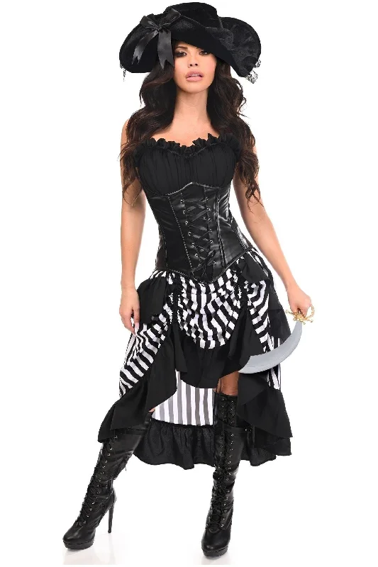 corset top burnt orange-Top Drawer 4 PC Black/White Premium Pirate Corset Costume