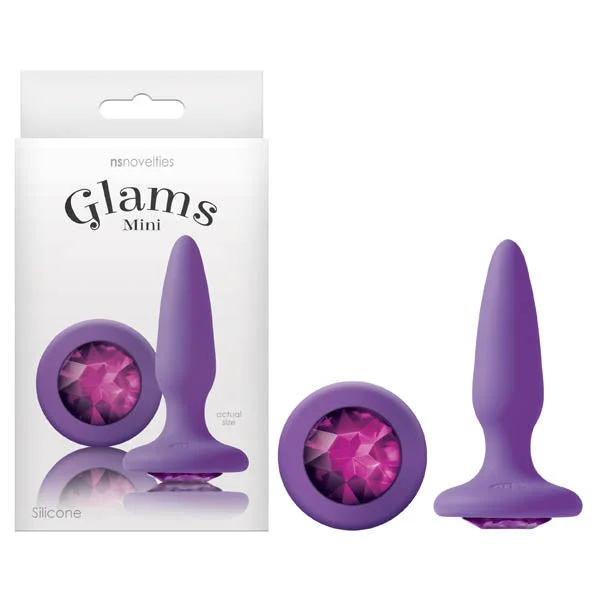 Anal toys for hands-free use-Glams Mini Butt Plug - Purple Gem