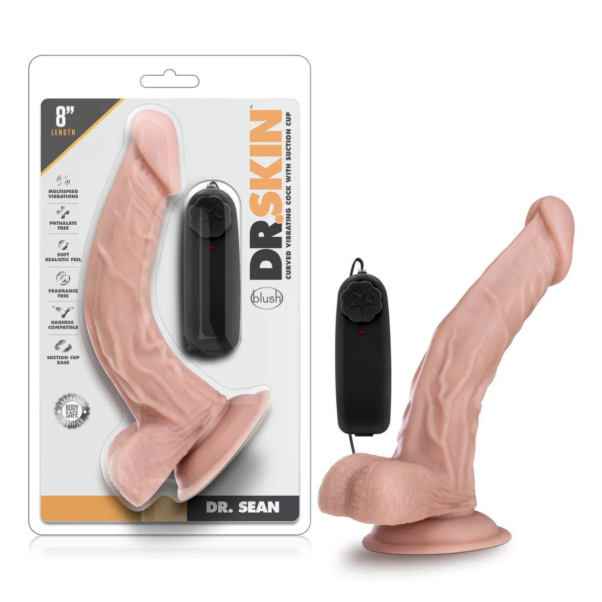 silicone multi-speed dildo-Dr. Skin Dr. Sean Realistic G-Spot Vanilla 8-Inch Vibrating Dildo