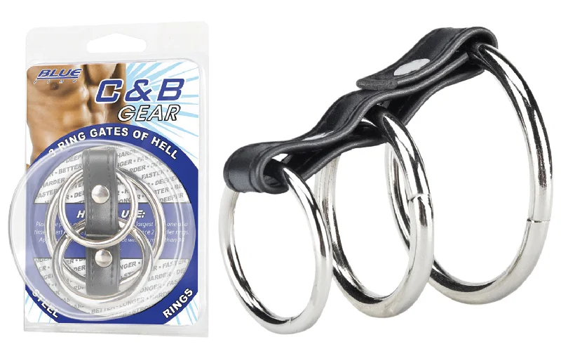 cock ring for erotic nights-BLUE LINE C&B GEAR 3 Ring Gates Of Hell Metal Cock Ring