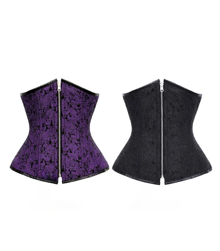 corset with velvet trim-Gerard Authentic Steel Boned Reversible Waist Training Underbust Corset