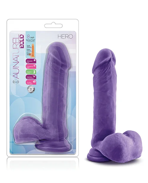 silicone heated dildo-Blush Au Naturel Bold Hero 8" Dildo - Purple