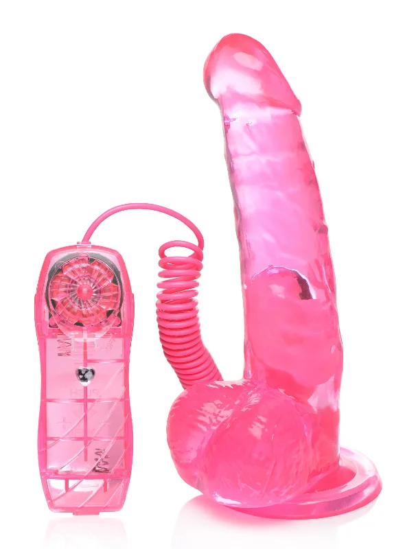 thin red dildo-7.5 Inch Suction Cup Vibrating Dildo - Pink