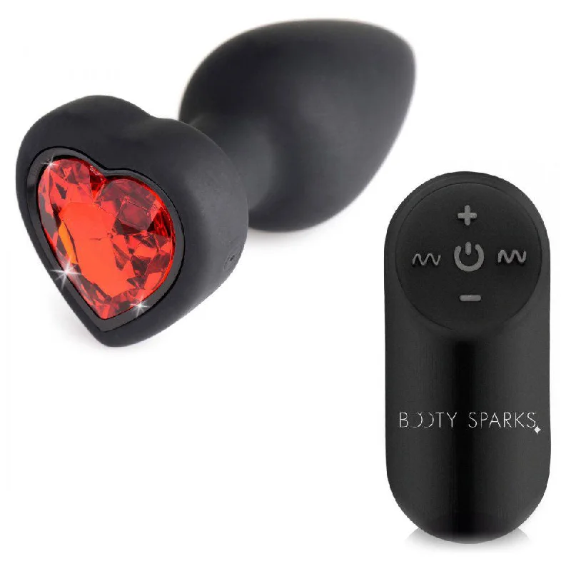 Anal toys with glossy finish-28x Silicone Vibrating Red Heart Anal Plug With Remote - Small