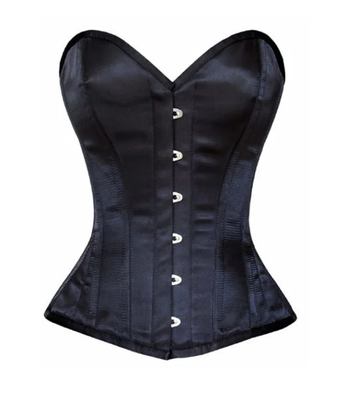 corset for sculpting waist-Black Satin Waist Reducing Over bust Corsets