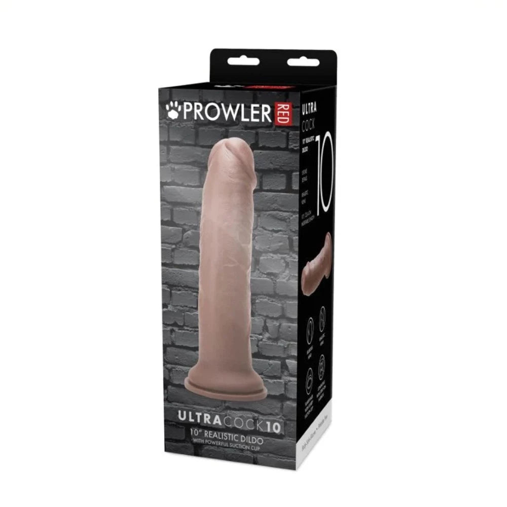 textured luxury dildo-Prowler RED Ultra Cock 10" -Caramel