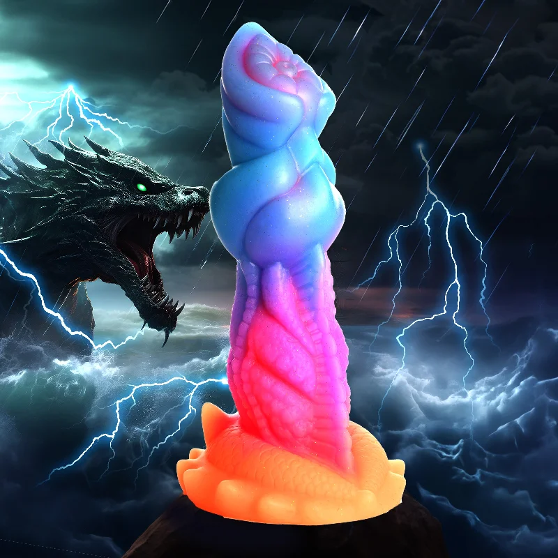 textured hands-free dildo-Aqua-cock Glow-in-the-dark Silicone Dildo