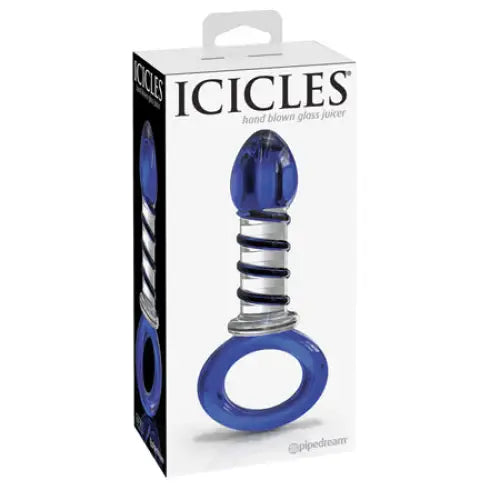 thick heated dildo-Pipedream Icicles No. 81 Glass Juicer Ribbed Dildo With Handle