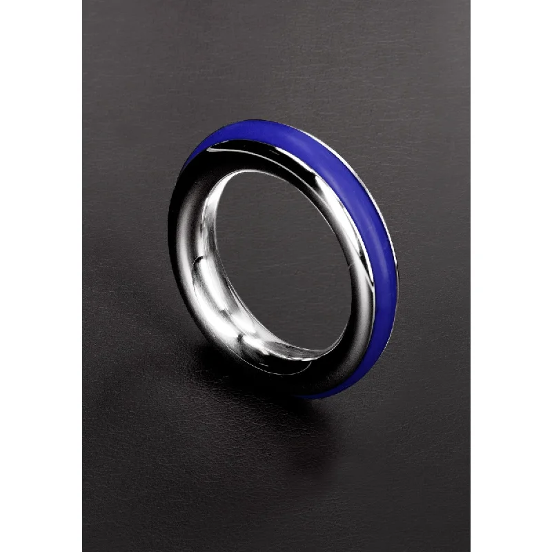 cock ring for travel-Shots Steel Cazzo Tensions Stainless Steel Cock Ring Blue 1.8 Inch