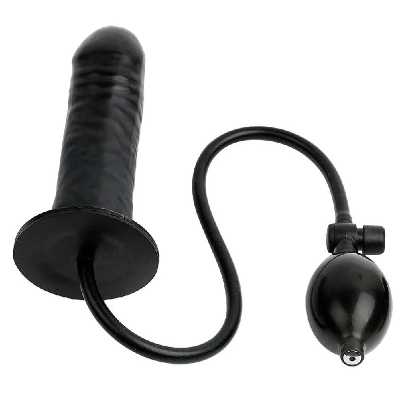 smooth rechargeable dildo-Black Inflatable Silicone Dildo