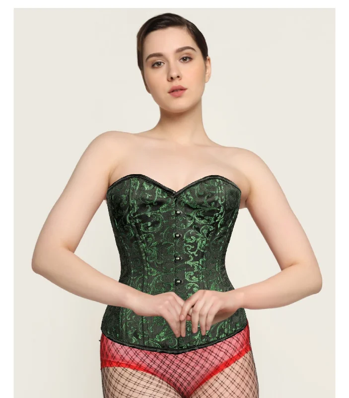 corset dress for festival-Affra Green Sweet Heart Overbust Corset