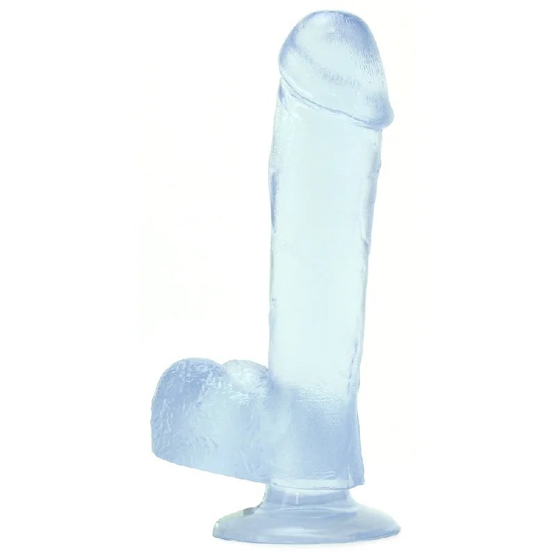 textured USB-charged dildo-Basix 7.5 Inch Suction Base Dildo in Clear