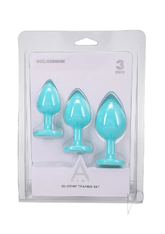 Anal toys for solo adventures-A Play Silicone Trainer Set Teal