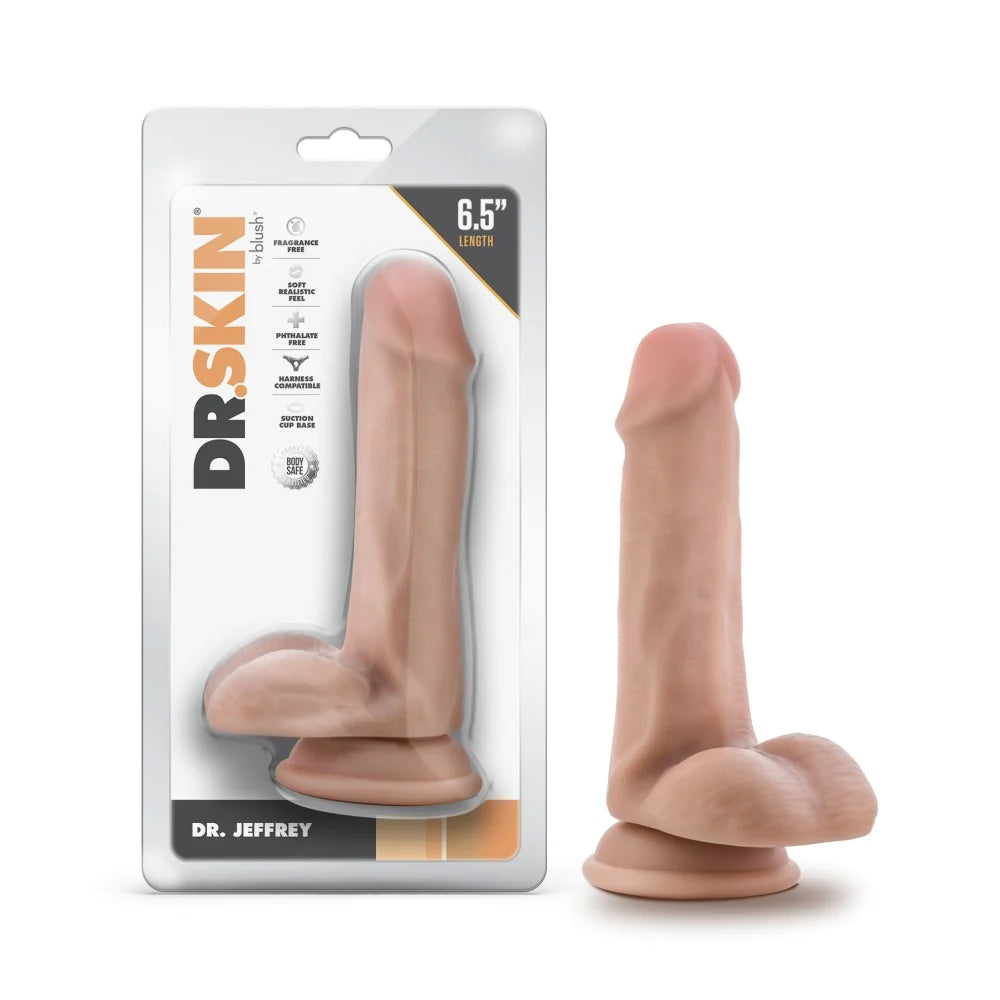 realistic extra-long dildo-Dr. Skin Dr. Jeffrey 6.5 Inch Long Dildo - Vanilla