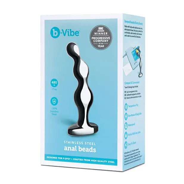 Anal toys for anal training-b-Vibe Stainless Steel Anal Beads