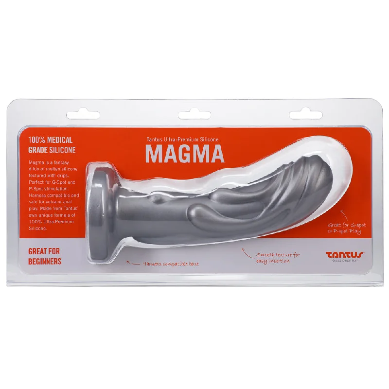 silicone pulsing dildo-Tantus Magma 7 in. Fantasy Dildo Medium-Firm Silver