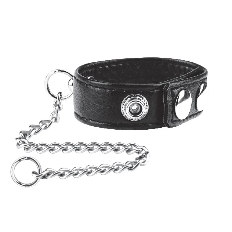 cock ring size comparison-Blue Line Snap Cock Ring With Leash Black