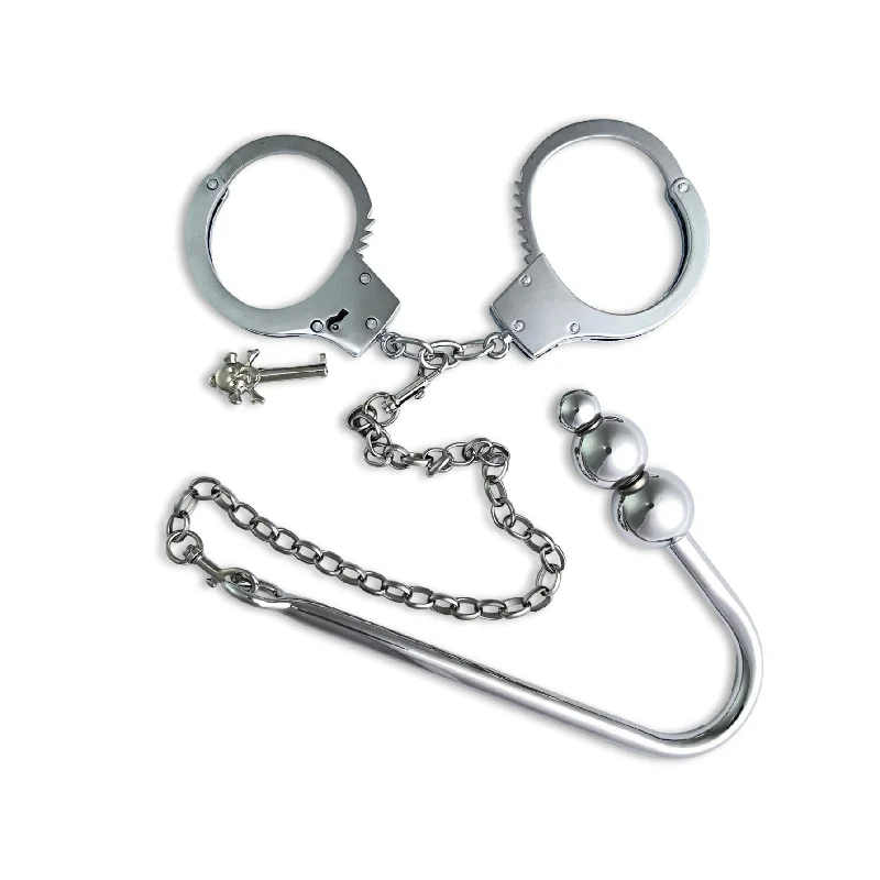 Anal toys with adjustable size-Anal Hook Sex Toy Attached to Handcuffs