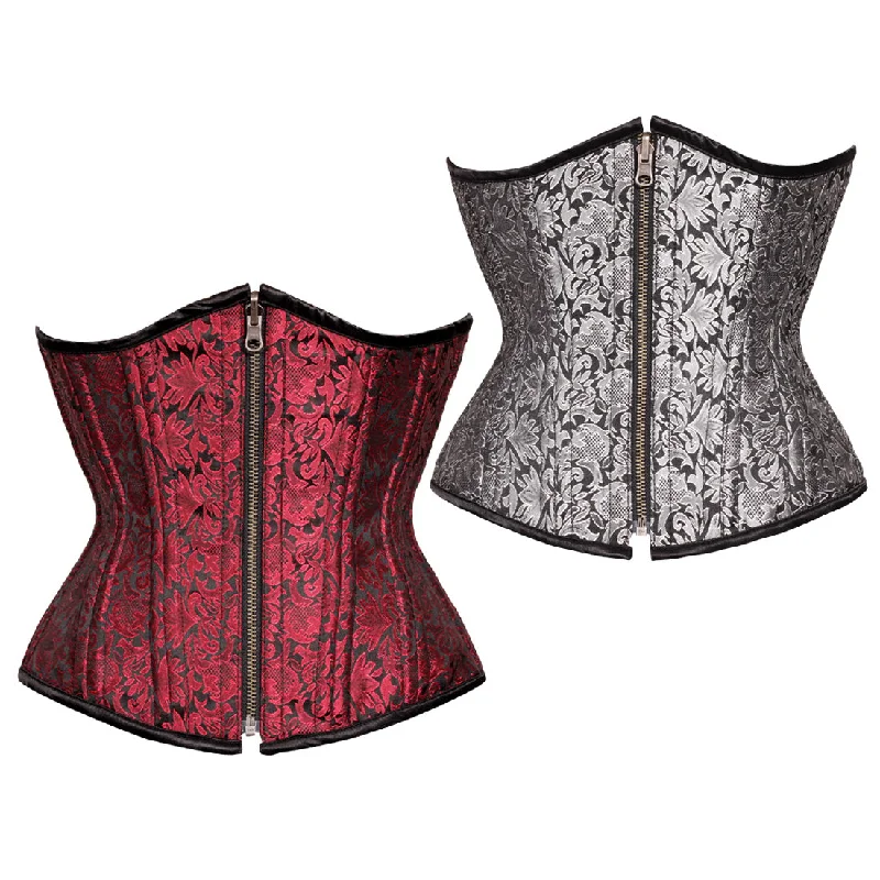 corset for posture improvement-Sallivc Maroon Authentic Steel Boned Reversible Waist Training Underbust Corset