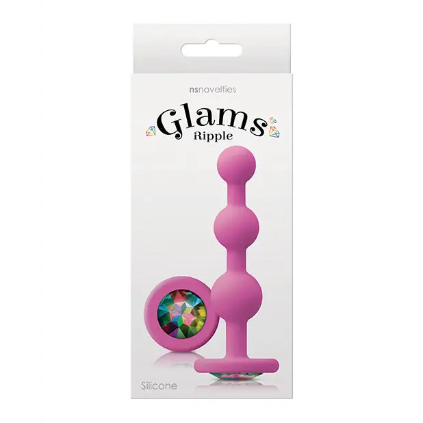 Anal toys for extended wear-Glams Ripple Anal Beads with Gem