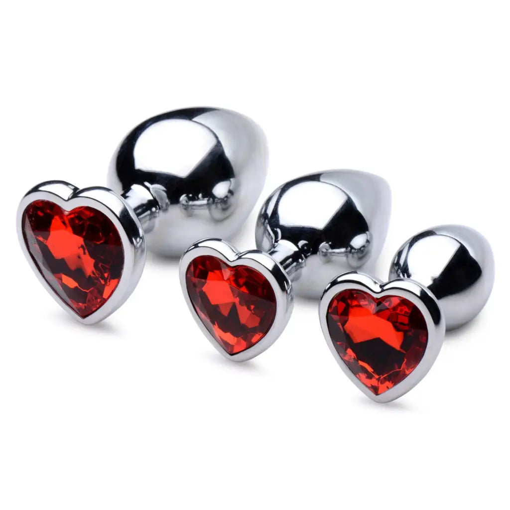 Anal toys gift ideas-Booty Sparks Red Heart Gem Anal Plug Set