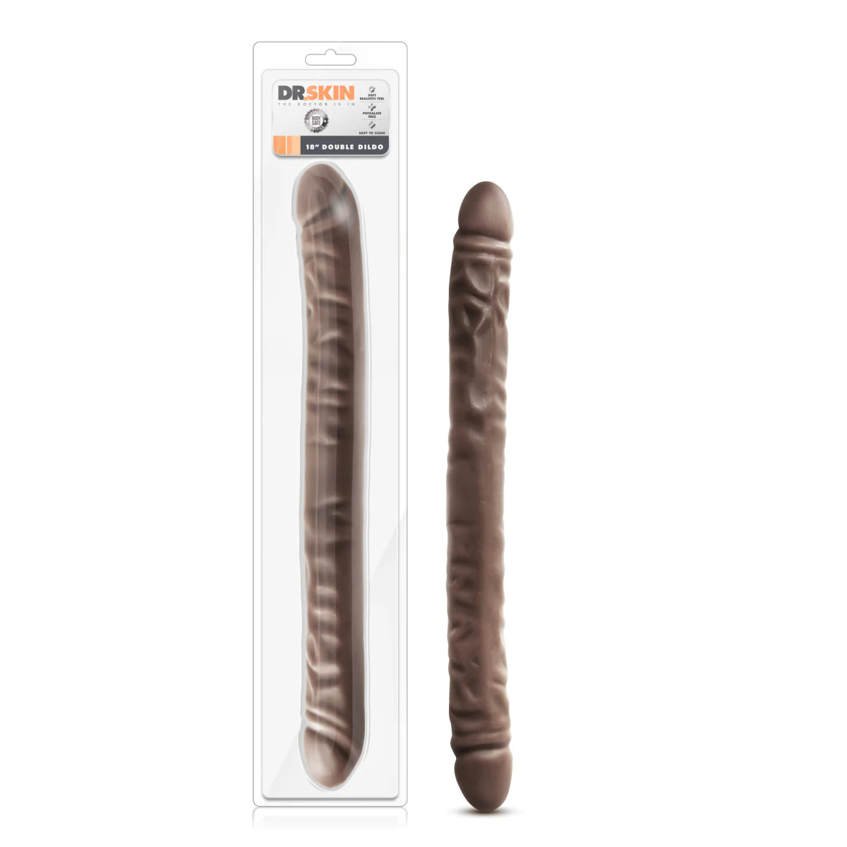 black luxury dildo-Dr. Skin Chocolate 18-Inch Long Dildo