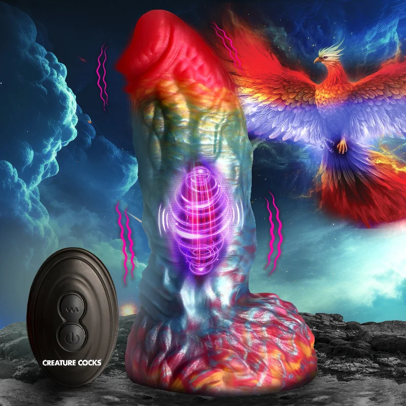 no-base dildo-Rainbow Phoenix Vibrating Silicone Dildo With Remote