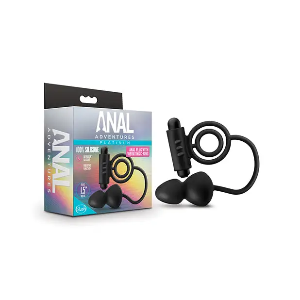 Anal toys for erotic calm-Blush Anal Adventures Platinum Silicone Anal Plug with Vibrating Cock Ring