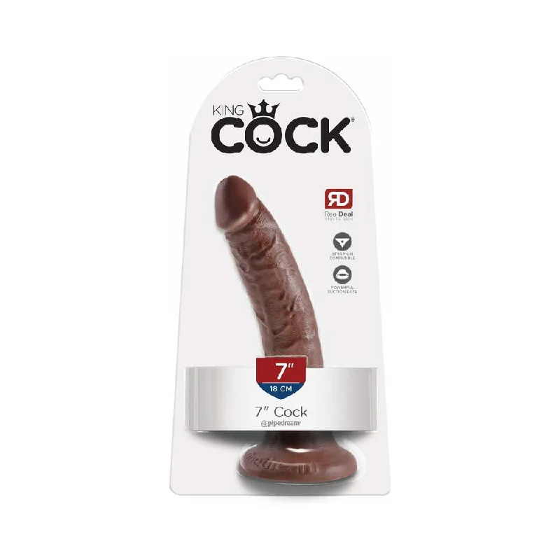 smooth affordable dildo-King Cock 7 in. Cock Realistic Dildo With Suction Cup Brown