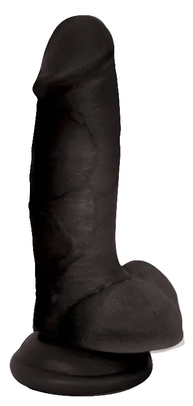 thin battery-powered dildo-Jock 7 Inch Dildo With Balls - Black