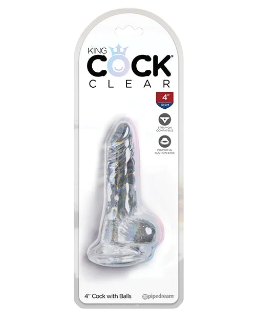 purple eco-friendly dildo-King Cock Clear 4" Cock w/Balls