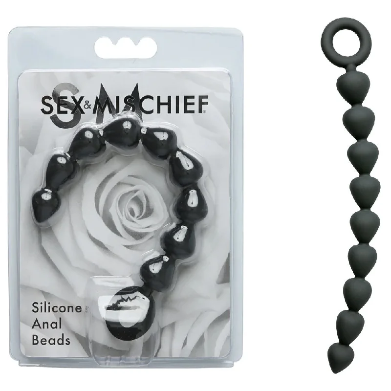 Anal toys for couple calm-Sex & Mischief Silicone Anal Beads - Black