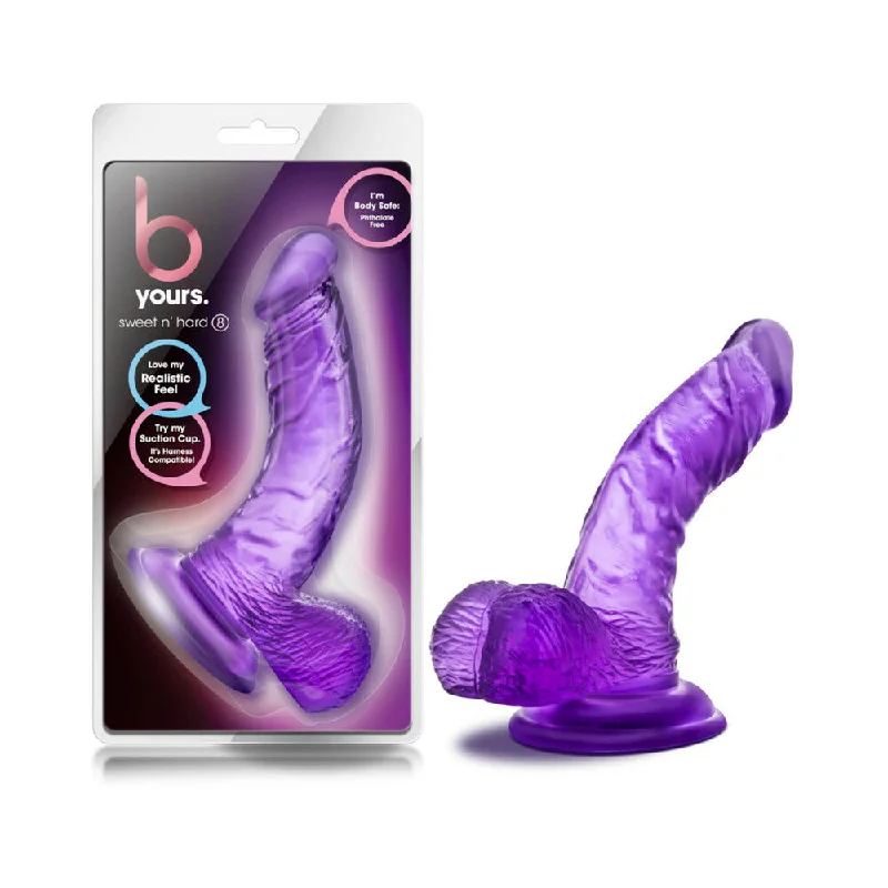 blue rechargeable dildo-B Yours Sweet 'n Hard 8 Realistic 6.5 in. Dildo with Balls Purple