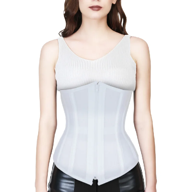 corset top with lace back-WHITE SOFT NET WAIST REDUCING UNDERBUST CORSET