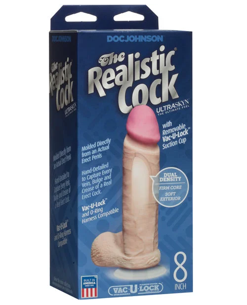 purple advanced dildo-Realistic 8" Ultraskyn Cock w/Balls - White